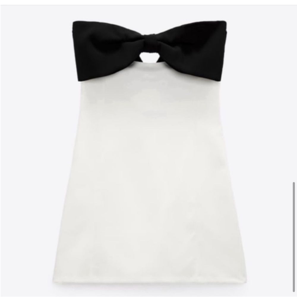 ZARA NEW WOMAN SHORT DRESS TIE DETAIL BOW OFF SHOULDER WHITE 7887/707/250/014 - Picture 12 of 15